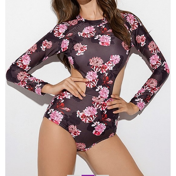 💦wow AONIHUA 🌺Floral 1 Piece Rashguard Swim Suit - Picture 2 of 13